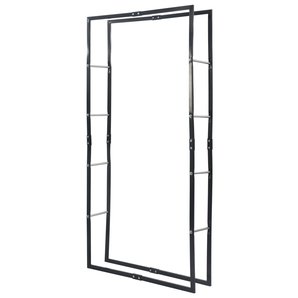 Vedstativ svart 100x25x200 cm stål