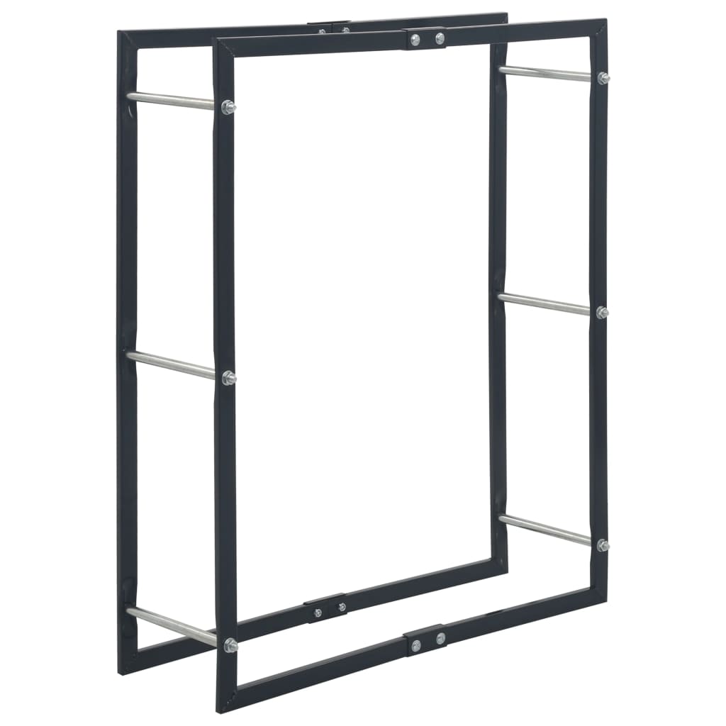 Vedstativ svart 80x25x100 cm stål