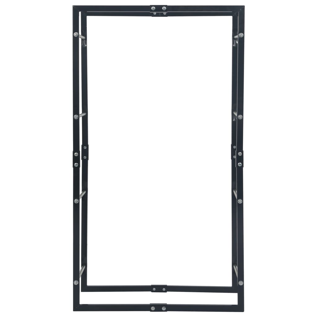 Vedstativ svart 80x25x150 cm stål