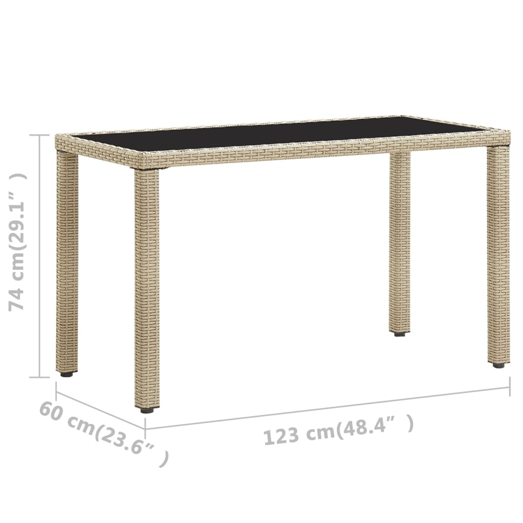 Hagebord beige 123x60x74 cm polyrotting vidaXL