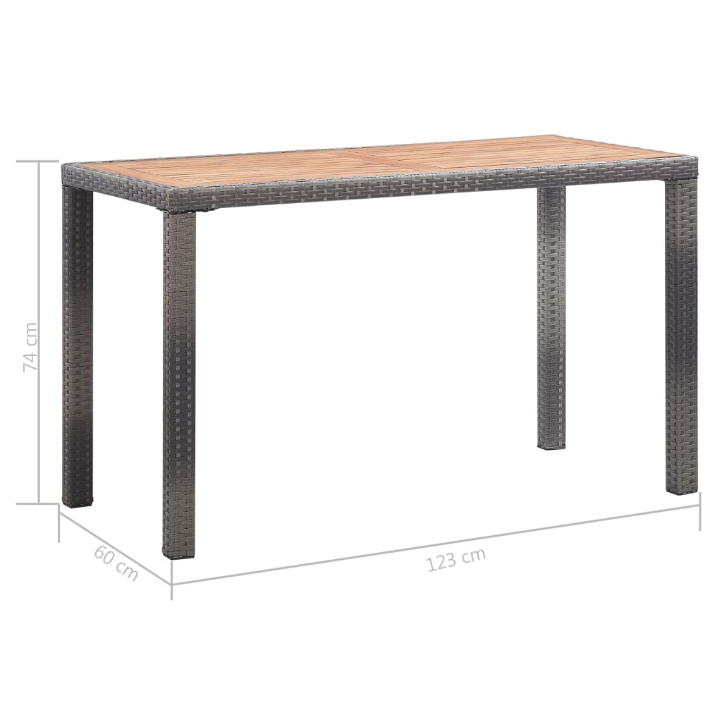 Hagebord antrasitt og brun 123x60x74 cm heltre akasie vidaXL