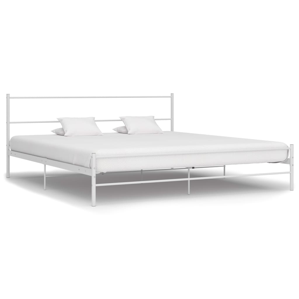 Sengeramme hvit metall 200x200 cm