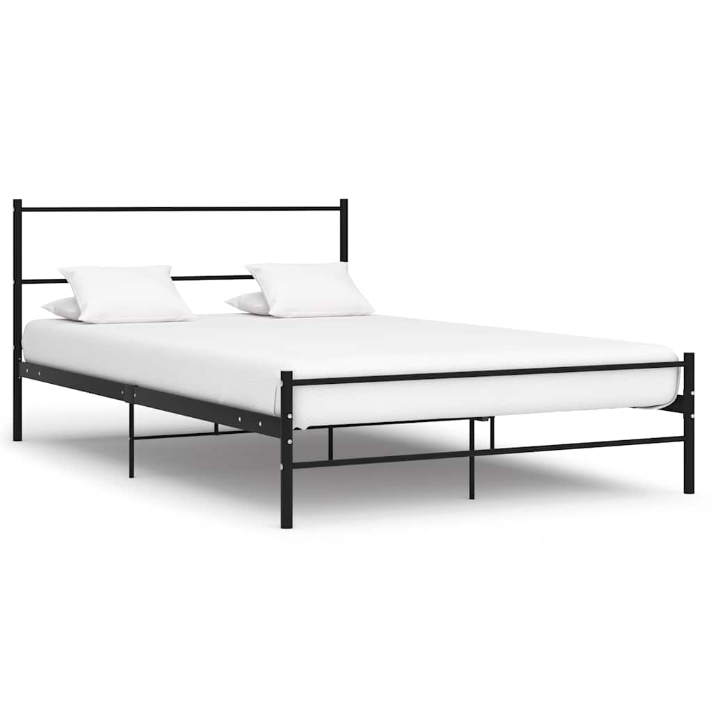 Sengeramme med hodegavl uten madrass svart 140x200 cm metall