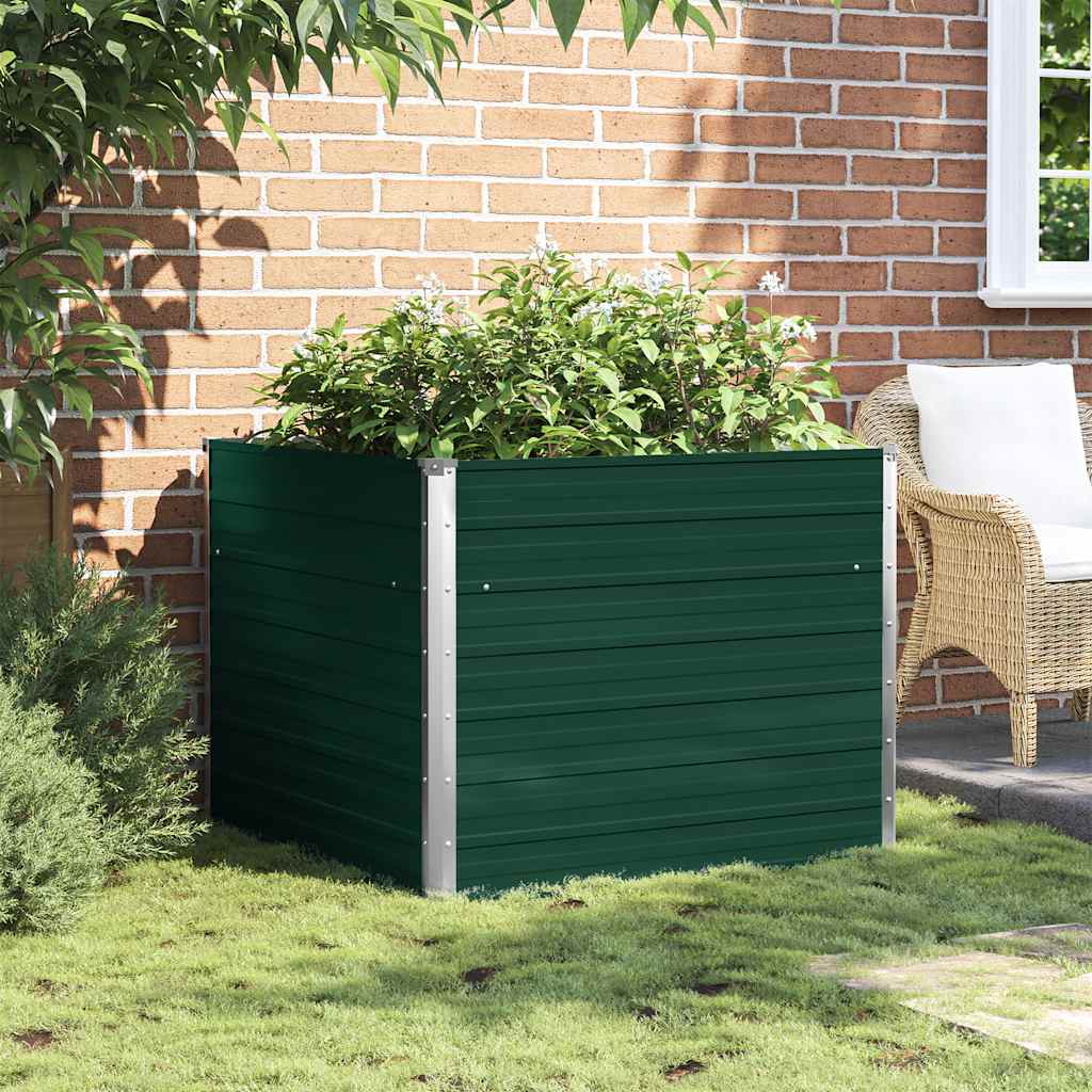 Forhøyet hagebed 100x100x77 cm galvanisert stål grønn