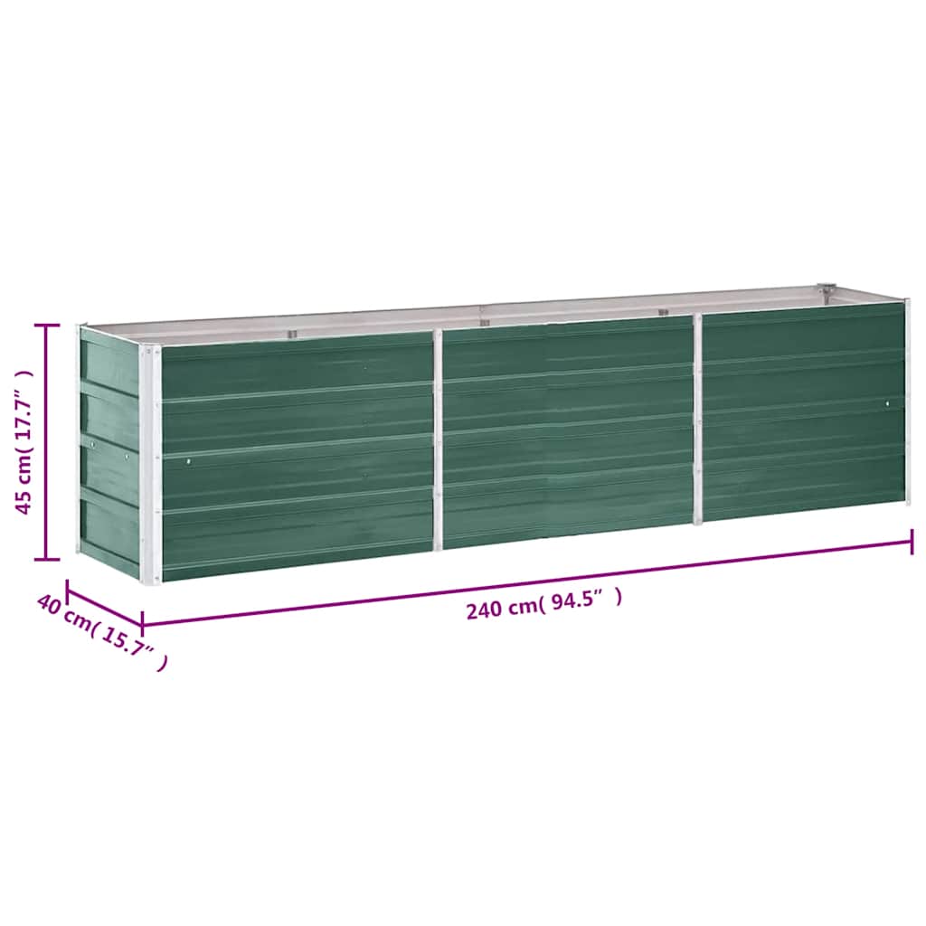 Høybed galvanisert stål 240x40x45 cm grønn
