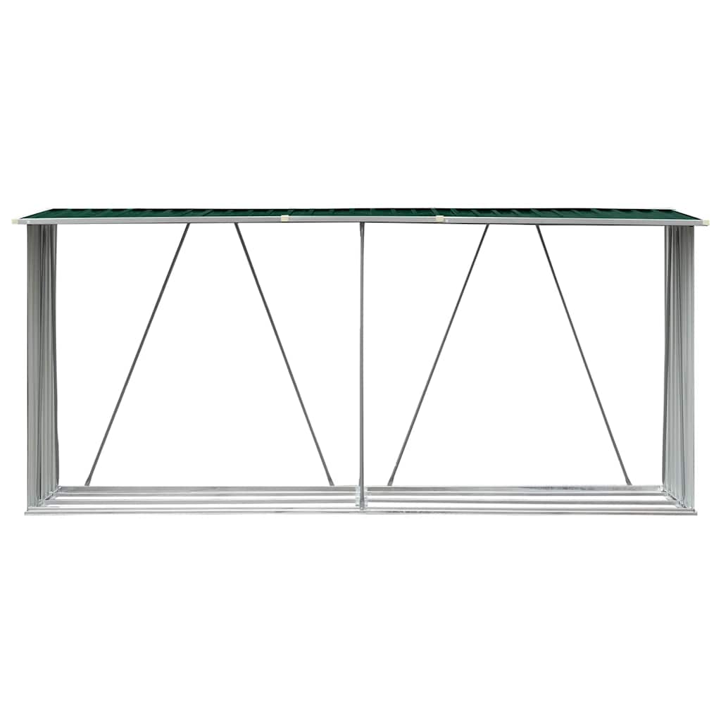 Vedskjul galvanisert stål 330x84x152 cm grønn