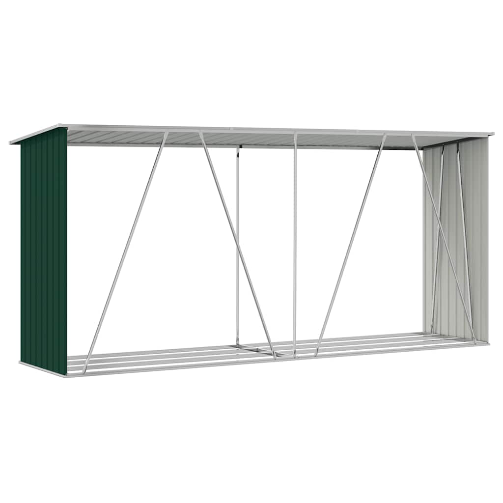 Vedskjul galvanisert stål 330x84x152 cm grønn