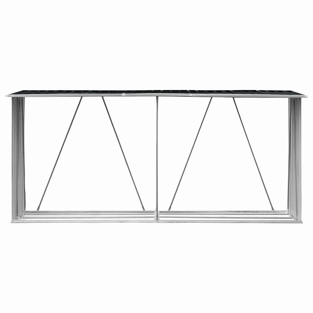 Vedskjul galvanisert stål 330x84x152 cm antrasitt