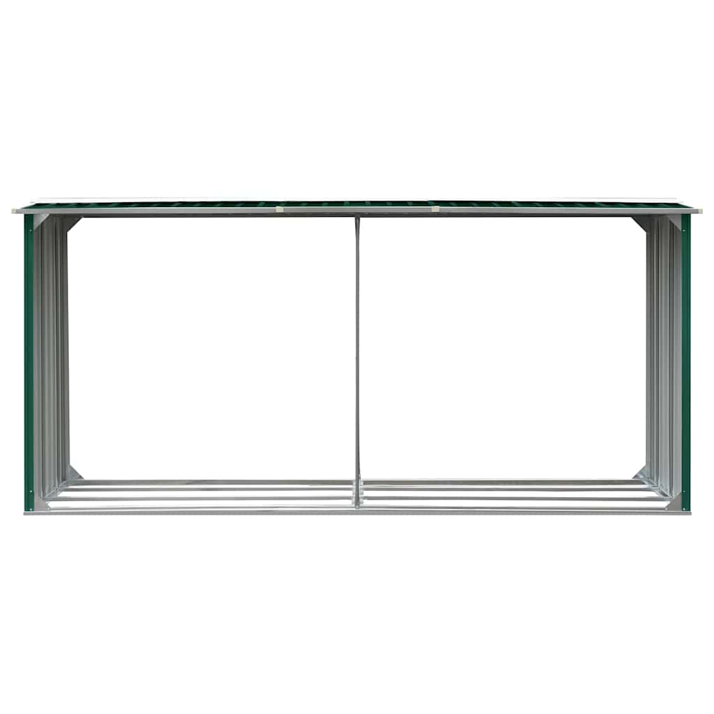 Vedskjul galvanisert stål 330x92x153 cm grønn