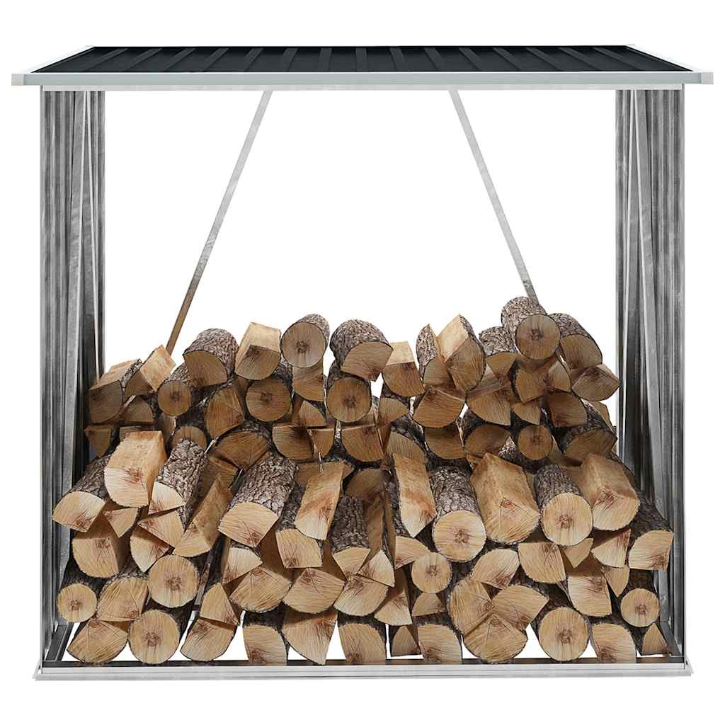 Vedskjul galvanisert stål 163x83x154 cm antrasitt
