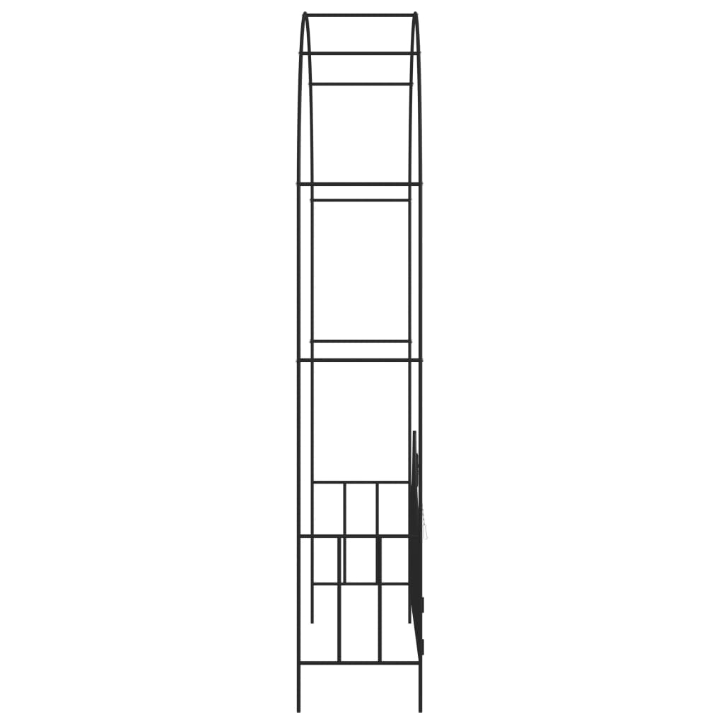 Hagebue med port svart 138x40x238 cm jern