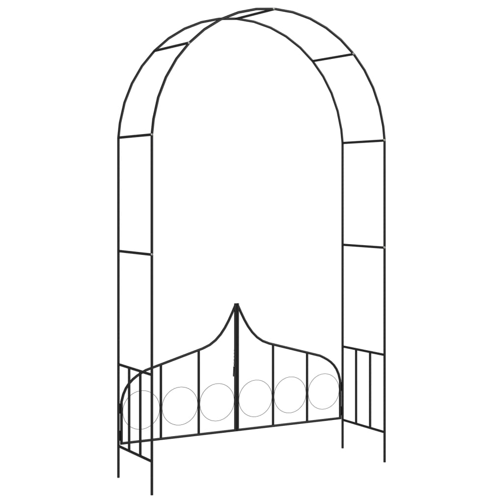 Hagebue med port svart 138x40x238 cm jern
