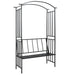 Hagebue med benk svart 128x50x207 cm jern