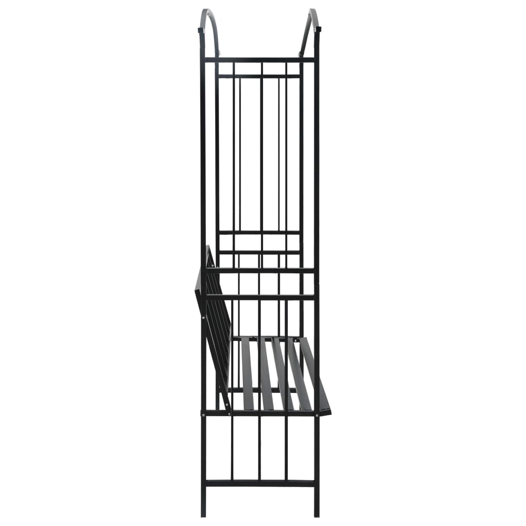 Hagebue med benk svart 128x50x207 cm jern