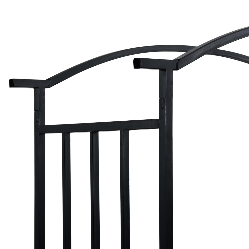 Hagebue med benk svart 128x50x207 cm jern