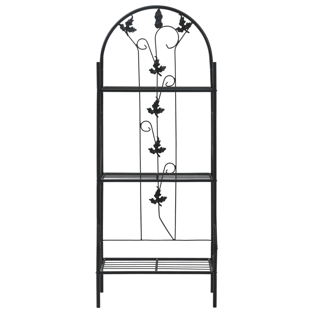 Plantestativ 3 etasjer svart 52x28x128 cm jern