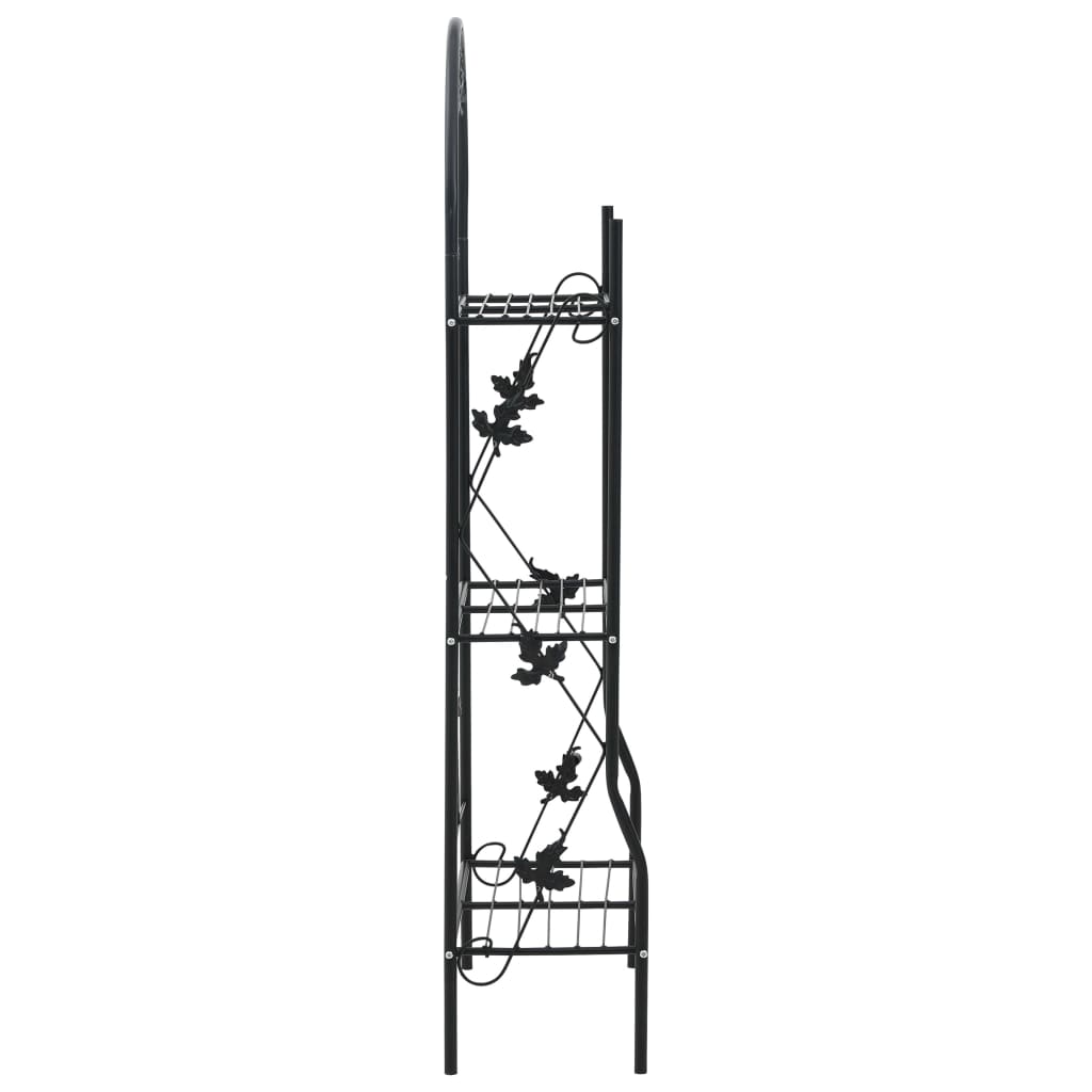 Plantestativ 3 etasjer svart 52x28x128 cm jern