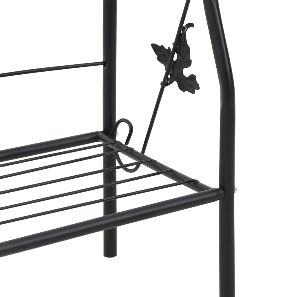 Plantestativ 3 etasjer svart 52x28x128 cm jern