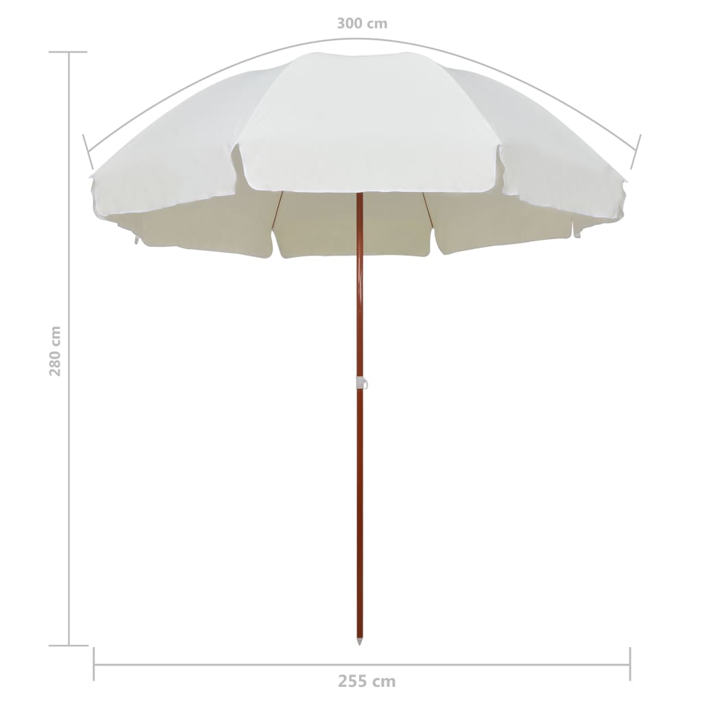 Hageparasoll med stålstang 300 cm sand