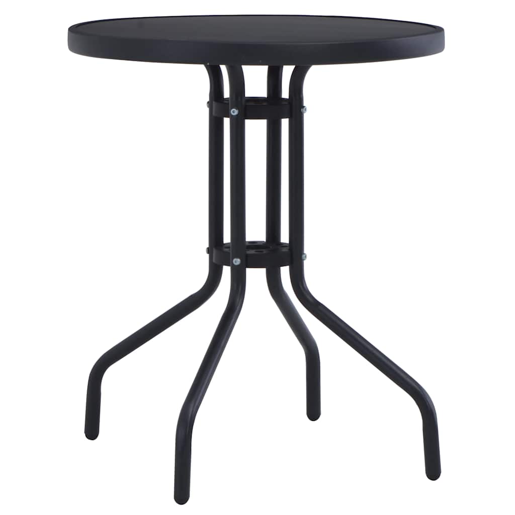Hagebord svart 60 cm stål og glass