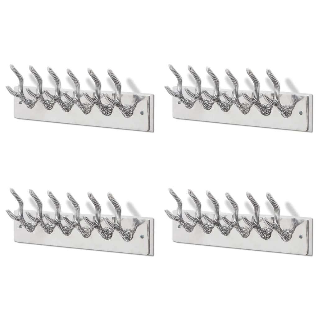 Garderobeknagger 4 stk sølv aluminium