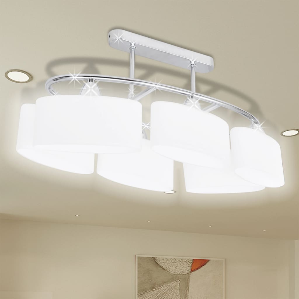 Taklampe med ellipseformede glasskjermer 4 stk E14