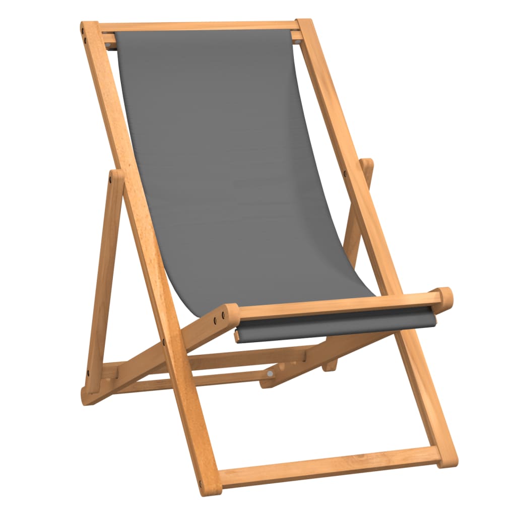 Sammenleggbar strandstol heltre teak grå vidaXL