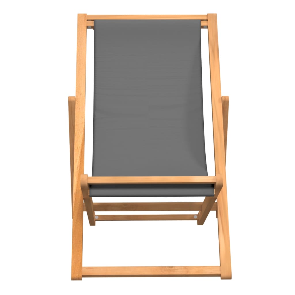 Sammenleggbar strandstol heltre teak grå vidaXL