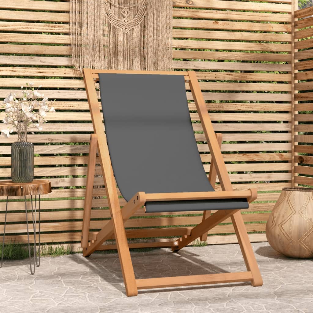 Sammenleggbar strandstol heltre teak grå vidaXL
