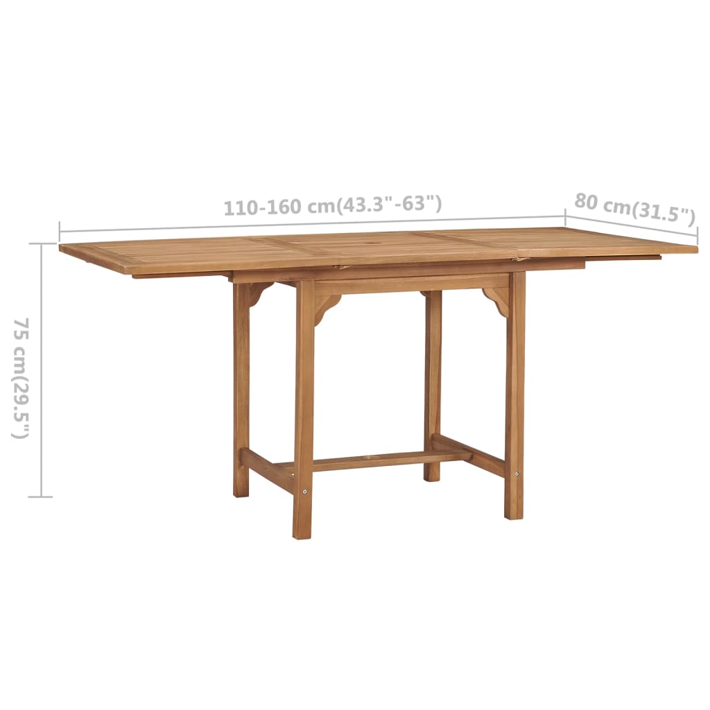 Uttrekkbart hagebord (110-160)x80x75 cm heltre teak