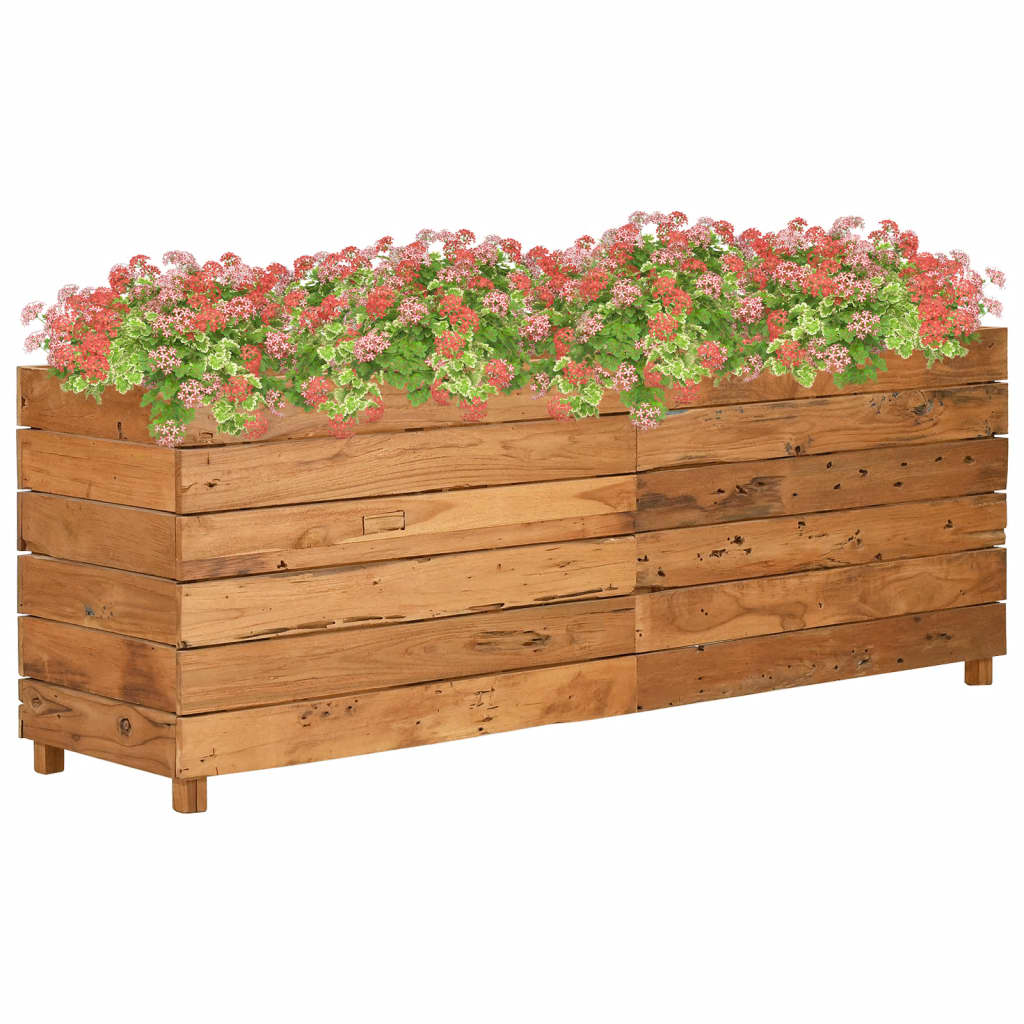 Høybed 150x40x55 cm resirkulert teak og stål