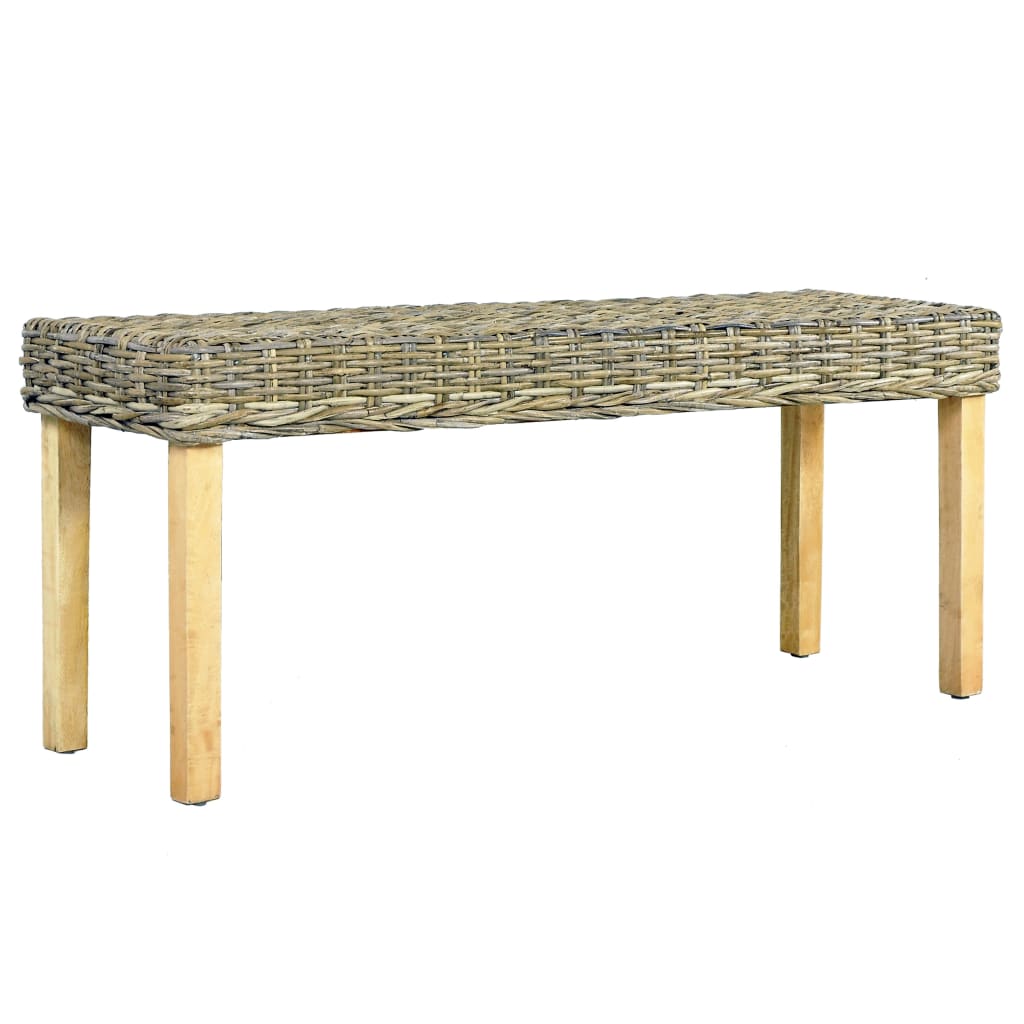Benk 110 cm naturlig kubu-rotting og heltre mahogni