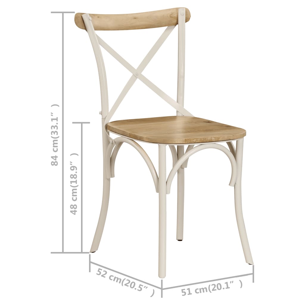 Krysstoler 4 stk hvit heltre mango