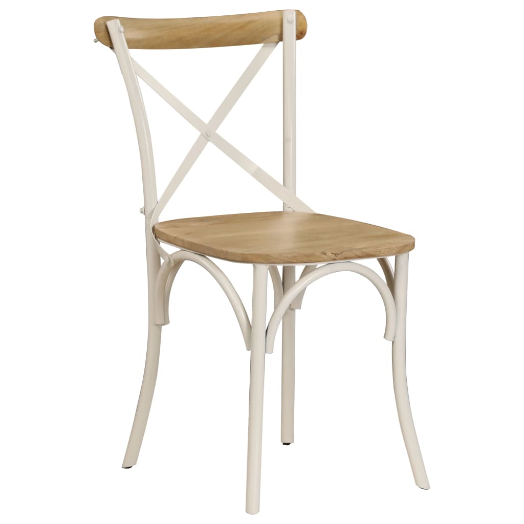 Krysstoler 6 stk hvit heltre mango