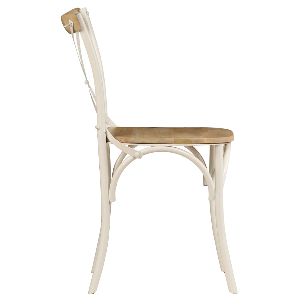 Krysstoler 6 stk hvit heltre mango