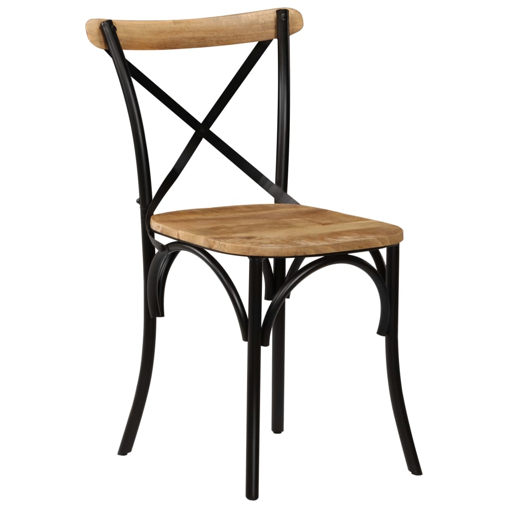 Krysstoler 4 stk svart heltre mango