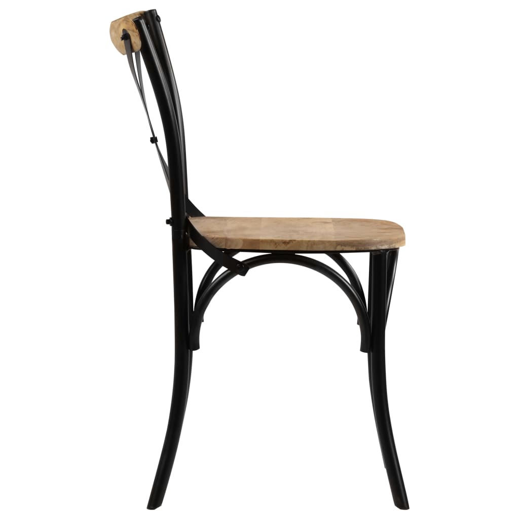Krysstoler 4 stk svart heltre mango