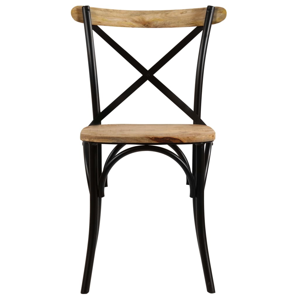 Krysstoler 6 stk svart heltre mango