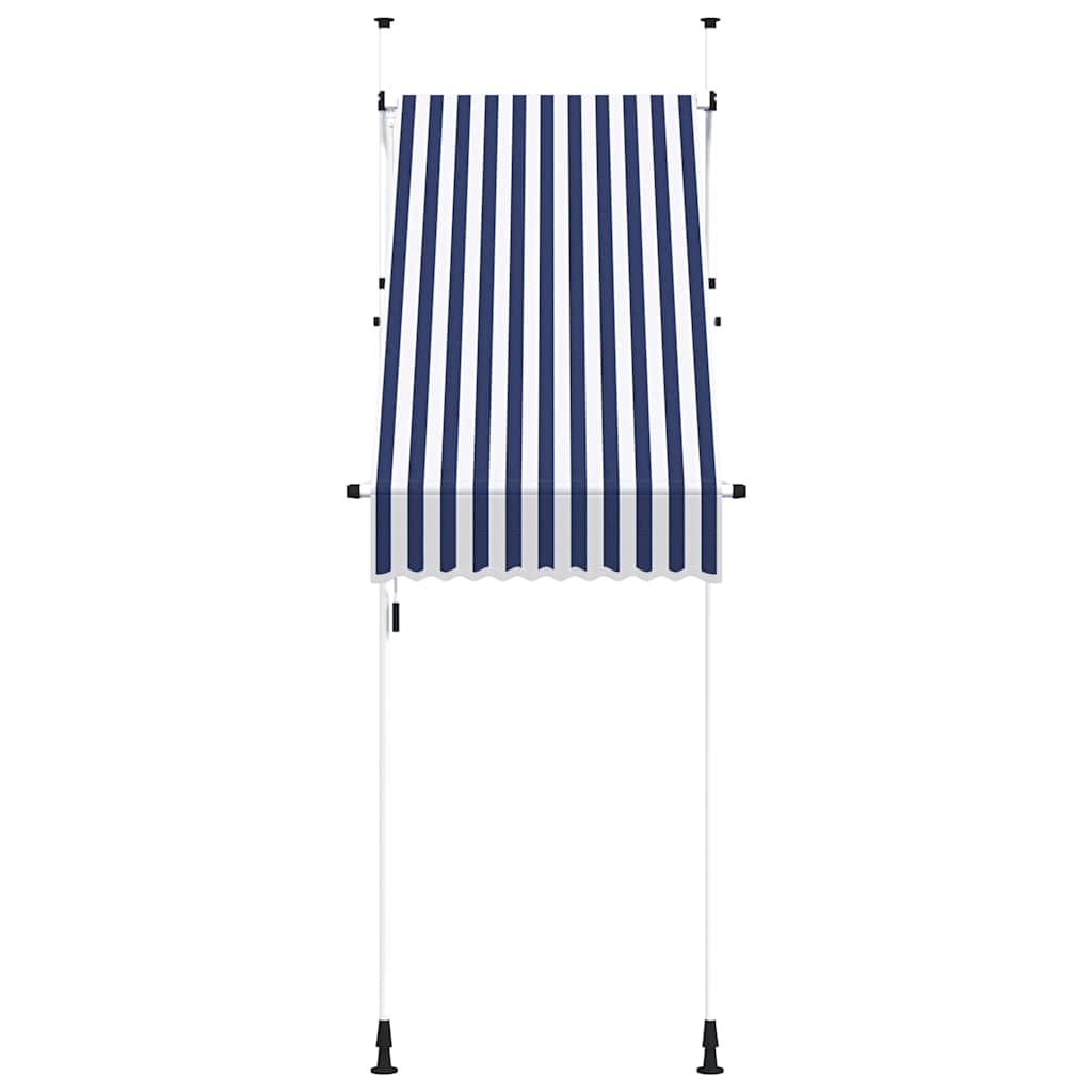 Manuell uttrekkbar markise 100 cm blå og hvite striper