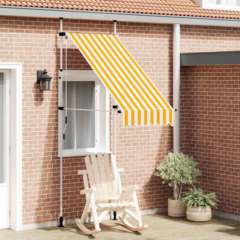 Manuell uttrekkbar markise 100 cm oransje og hvite striper