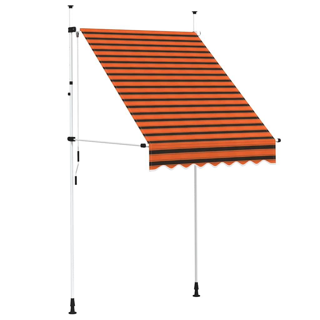 Manuell uttrekkbar markise 150 cm oransje og brun