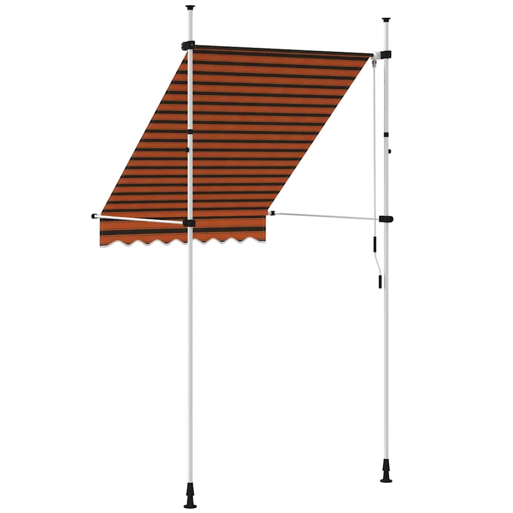Manuell uttrekkbar markise 150 cm oransje og brun