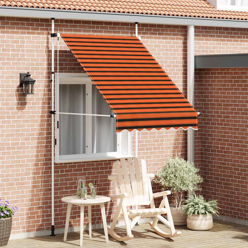 Manuell uttrekkbar markise 150 cm oransje og brun