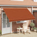 Manuell uttrekkbar markise 350 cm oransje og brun