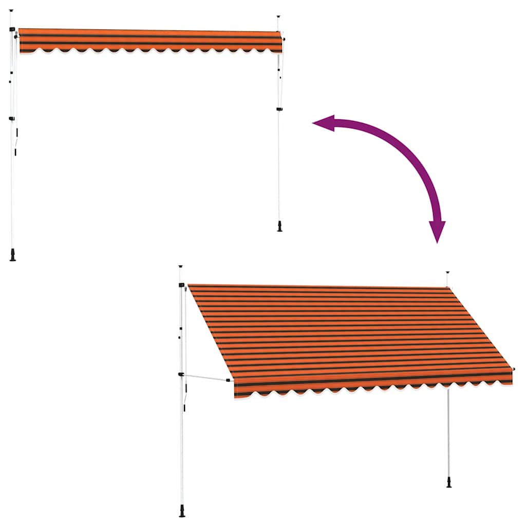 Manuell uttrekkbar markise 400 cm oransje og brun