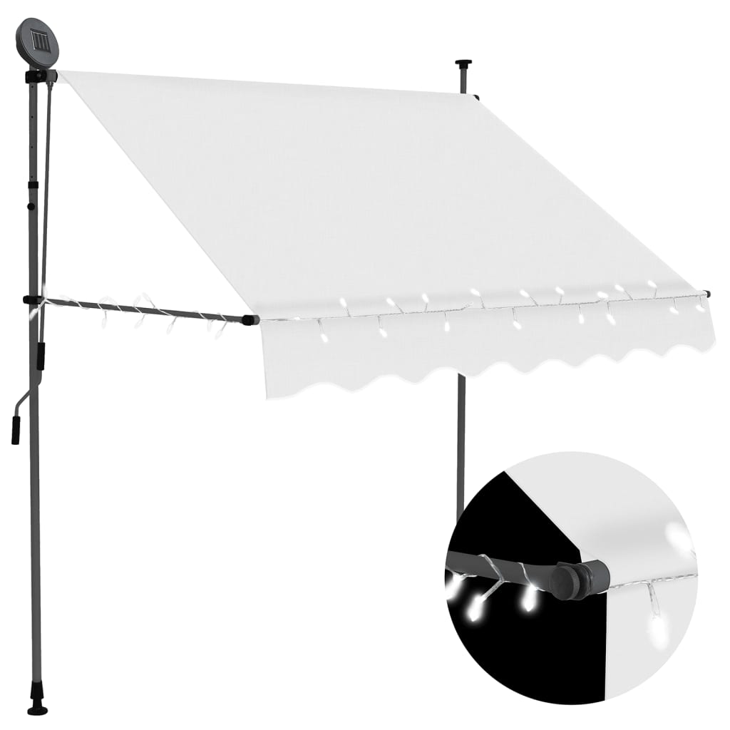 Manuell uttrekkbar markise med LED 100 cm kremhvit