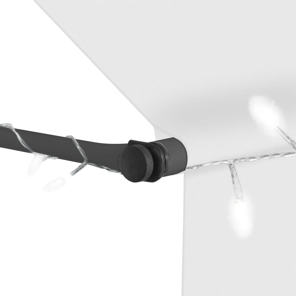 Manuell uttrekkbar markise med LED 100 cm kremhvit