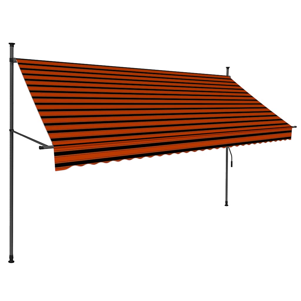 Manuell uttrekkbar markise med LED 300 cm oransje og brun vidaXL