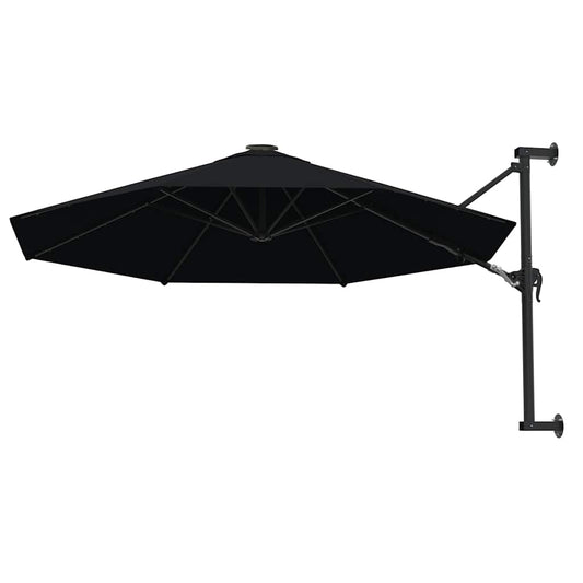 Veggmontert parasoll med metallstang 300 cm svart