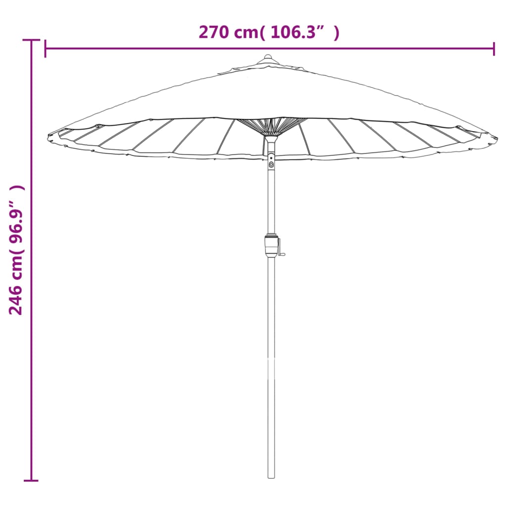Parasoll med aluminiumsstang 270 cm asurblå